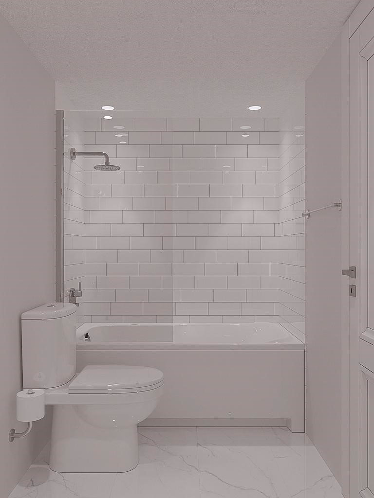 A timeless, airy design featuring soft white tones and polished accents. This bright space reflects natural light beautifully for a calm, spa-like atmosphere.